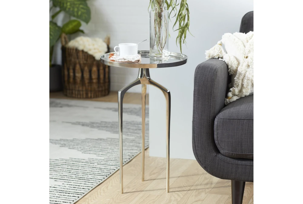 25" Silver Modern Tripod Round Accent Table 7 25" Silver Modern Tripod Round Accent Table - Image 5