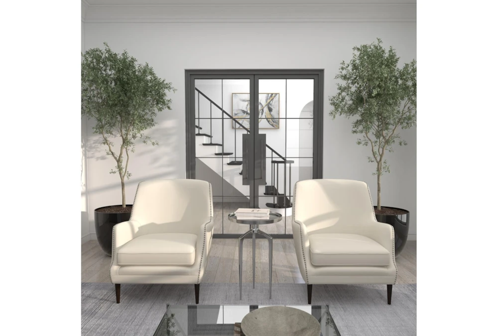 25" Silver Modern Tripod Round Accent Table 11 25" Silver Modern Tripod Round Accent Table - Image 9