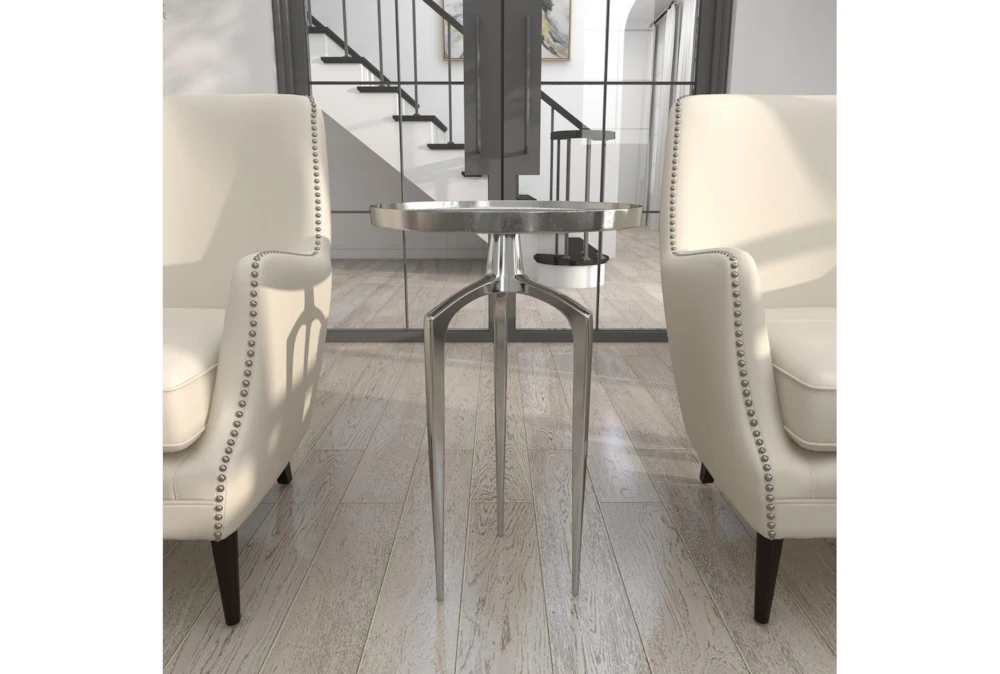 25" Silver Modern Tripod Round Accent Table 16 25" Silver Modern Tripod Round Accent Table - Image 14
