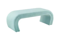 Isla Bright Blue Velvet Bench -Furniture Store 276597 blue fabric bench front 03