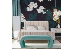 Isla Bright Blue Velvet Bench -Furniture Store 276597 blue fabric bench room 85