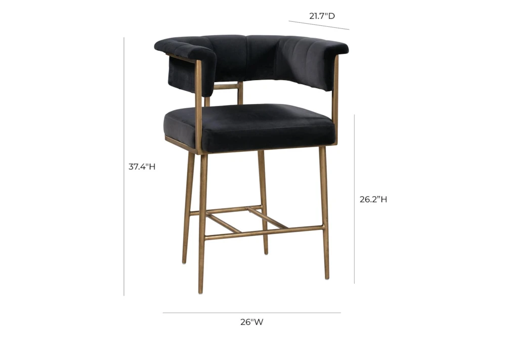 Greta Grey Velvet 26" Counter Stool 4 Greta Grey Velvet 26" Counter Stool - Image 2