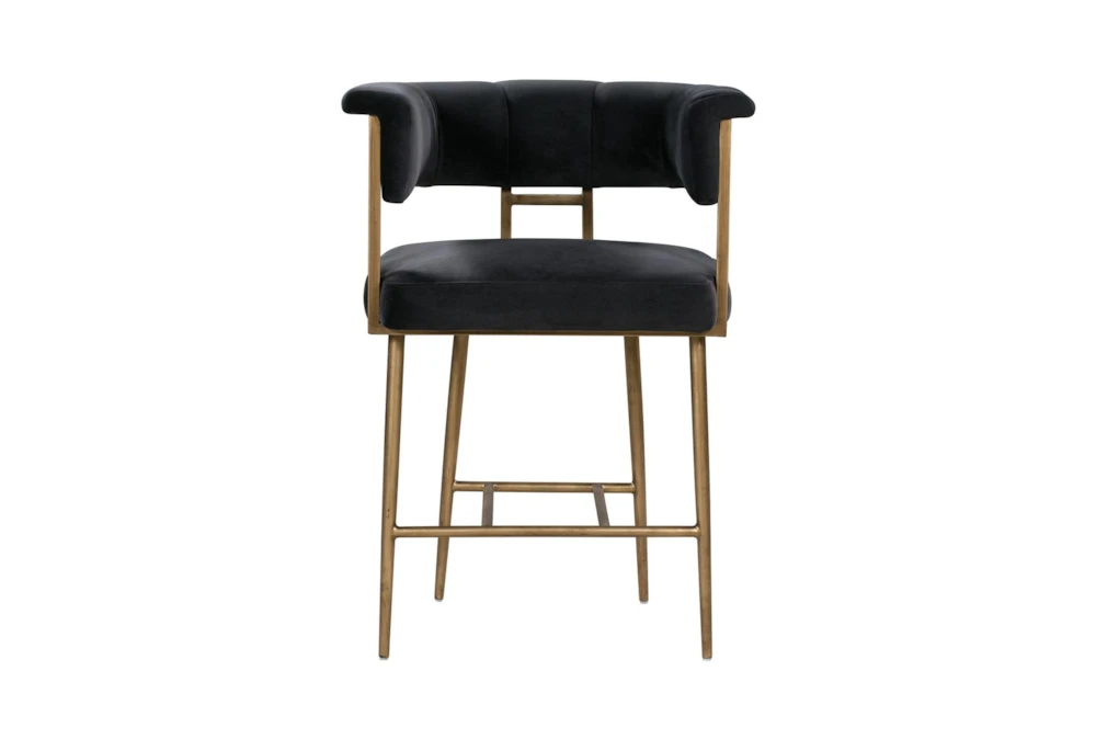 Greta Grey Velvet 26" Counter Stool 3 Greta Grey Velvet 26" Counter Stool