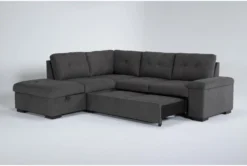 Flinn 103" 2 Piece Convertible Sleeper Sectional With Left Arm Facing Storage Chaise -Furniture Store 277165 grey fabric sectional side 20