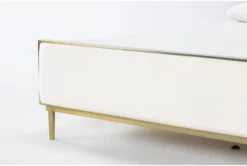 Camila California King Upholstered Bed -Furniture Store 277198 beige fabric bed detail 44