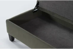 Perch II 50" Velvet Fabric Olive Medium Rectangle Storage Ottoman -Furniture Store 277903 green fabric ottoman detail 44