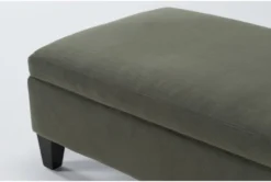 Perch II 50" Velvet Fabric Olive Medium Rectangle Storage Ottoman -Furniture Store 277903 green fabric ottoman detail 45