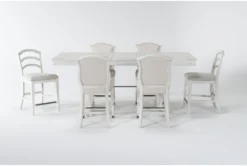 Martin 66" Counter With Upholstered And Wood Back Counter Stools Set For 6