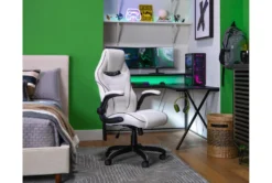 Theory White Gaming Chair With Black Trim -Furniture Store 279995 white polyurethane gaming chair room 49