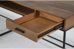 3 Piece Hollis L-Shaped Desk -Furniture Store 281366 brown wood corner desk detail 44