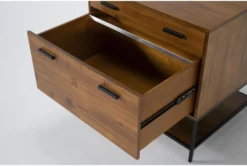 3 Piece Hollis L-Shaped Desk -Furniture Store 281366 brown wood corner desk detail 46