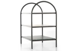 Metal + Marble 3 Tier Accent Table -Furniture Store 282307 grey marble nightstand detail 44