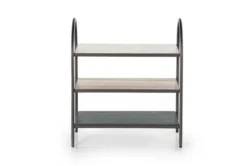 Metal + Marble 3 Tier Accent Table -Furniture Store 282307 grey marble nightstand front 02