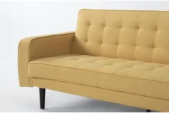 Petula II Mustard 85" Convertible Sofa Bed -Furniture Store 282575 yellow fabric futonconvertible sofa bed detail 44 1