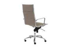 Copenhagen Taupe Faux Leather And Chrome High Back Desk Chair -Furniture Store 282823 grey leather office chair detail 46