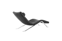 Zangari Black Chaise Lounge With Silver Base -Furniture Store 282829 black leather chaise detail 45