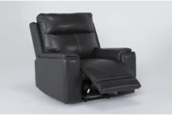 Buckley Grey Leather Dual Motor Lift Recliner With Power Headrest & USB -Furniture Store 284071 grey leather lift side 20