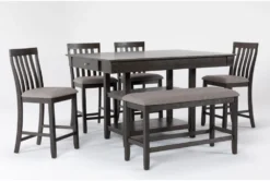 Westshore Grey 60" Counter Set With Bench For 6 -Furniture Store 284325 grey wood counter height set side 18