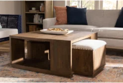 Delphine Nesting Coffee Table With Stools Set -Furniture Store 284376 brown wood coffee table room 61