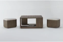 Delphine Nesting Coffee Table With Stools Set -Furniture Store 284376 brown wood coffee table side 18
