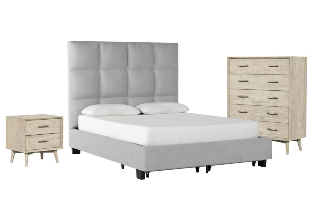 Boswell Queen Upholstered Storage 3 Piece Bedroom Set With Allen Chest Of Drawers + Nightstand 3 Boswell Queen Upholstered Storage 3 Piece Bedroom Set With Allen Chest Of Drawers + Nightstand
