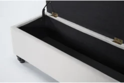 Mariah 60 Inch Storage Bench -Furniture Store 286107 beige fabric bench detail 44