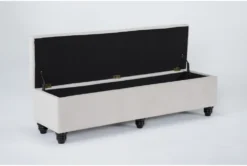 Mariah 60 Inch Storage Bench -Furniture Store 286107 beige fabric bench side 19