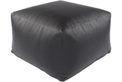 22X22 Black Faux Leather Square Pouf Ottoman