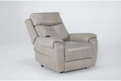 Carl Taupe Leather Power Lift Recliner With Power Headrest & Heat -Furniture Store 286565 brown leather lift side 19