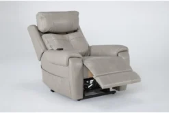 Carl Taupe Leather Power Lift Recliner With Power Headrest & Heat -Furniture Store 286565 brown leather lift side 21