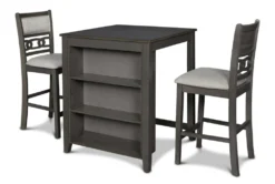 Joni Grey 37" Storage Counter Set For 2 -Furniture Store 286849 grey wood counter height set detail 45