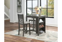Joni Grey 37" Storage Counter Set For 2 -Furniture Store 286849 grey wood counter height set room 85