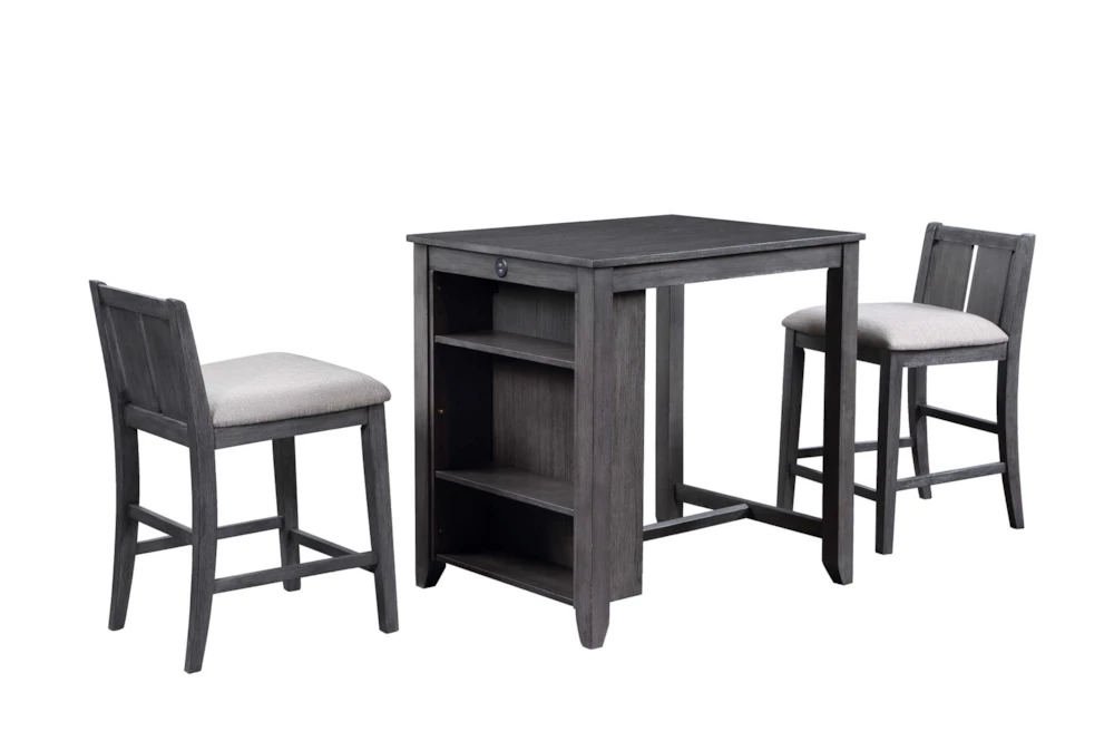 Kaine Gray 36" 3 Piece Storage Counter Set For 2 4 Kaine Gray 36" 3 Piece Storage Counter Set For 2 - Image 2