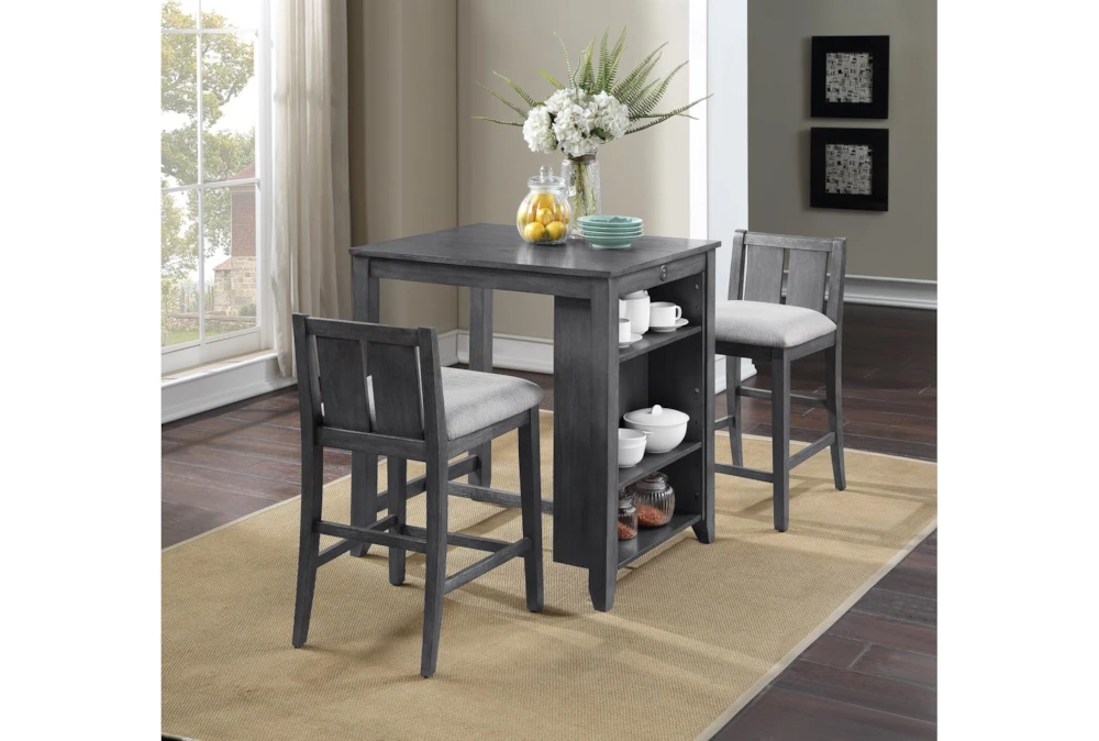 Kaine Gray 36" 3 Piece Storage Counter Set For 2 6 Kaine Gray 36" 3 Piece Storage Counter Set For 2 - Image 4