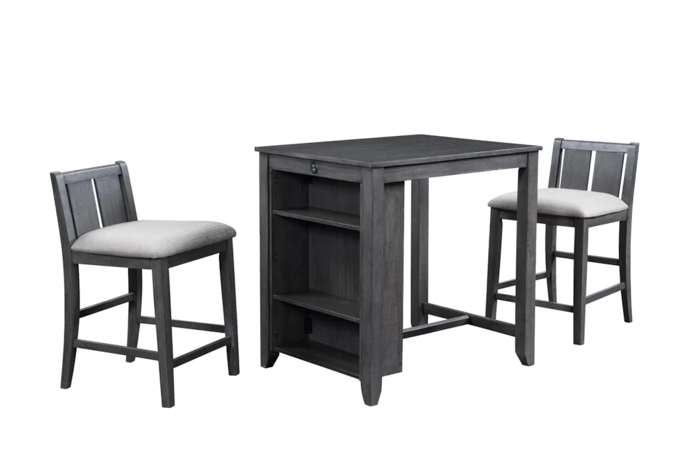 Kaine Gray 36" 3 Piece Storage Counter Set For 2 3 Kaine Gray 36" 3 Piece Storage Counter Set For 2