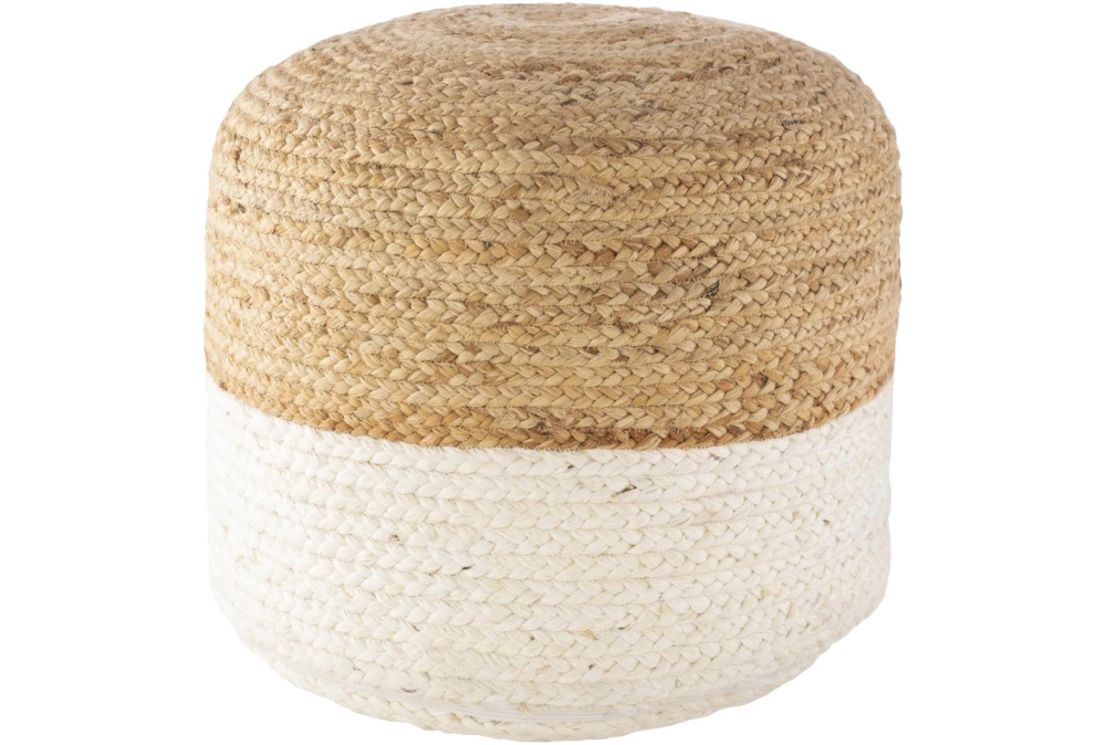18" Round Khaki + Ivory Jute Braidedfloor Pouf 3 18" Round Khaki + Ivory Jute Braidedfloor Pouf