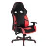 Zulu Black Gaming Chair With Red Accents & Adjustable Height Armrests -Furniture Store 289896 black polyurethane gaming chair signature 01