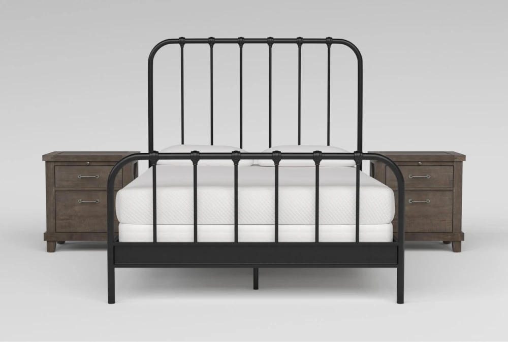 Knox Cal King Metal 3 Piece Bedroom Set With 2 Jaxon Grey Nightstands 3 Knox Cal King Metal 3 Piece Bedroom Set With 2 Jaxon Grey Nightstands