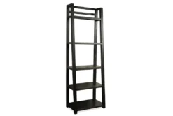 Regis Black 72" Angled Bookshelf -Furniture Store 292516 black wood bookcase side 14