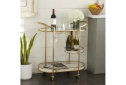 31X34 Gold Iron Bar Cart -Furniture Store 293121 gold multi media bar cart room 85
