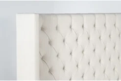 Halle King Hand Tufted Upholstered Shelter Bed -Furniture Store 293441 beige fabric bed detail 45