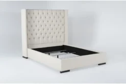 Halle King Hand Tufted Upholstered Shelter Bed -Furniture Store 293441 beige fabric bed side 19