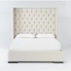 Halle King Hand Tufted Upholstered Shelter Bed -Furniture Store 293441 beige fabric bed signature 01