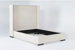 Halle California King Upholstered Shelter Bed -Furniture Store 293446 beige fabric bed side 19