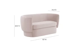 Lydia 63" Blush Velvet Settee -Furniture Store 294754 pink fabric settee detail 44