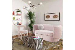 Lydia 63" Blush Velvet Settee -Furniture Store 294754 pink fabric settee room 85