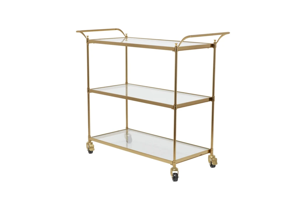 Brass Rolling Bar Cart 4 Brass Rolling Bar Cart - Image 2