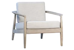 Oak Frame+ Cotton Blend Fabric Accent Chair