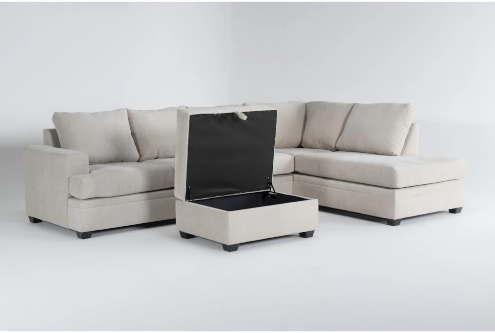 Bonaterra Sand 127" 2 Piece Sectional With Right Arm Facing Corner Chaise & Storage Ottoman - Image 2