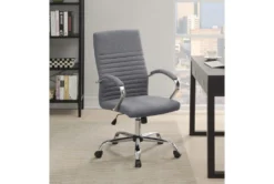 Clayton Grey + Chrome Upholstered Office Chair With Casters -Furniture Store 299205 grey fabric office chair room 86